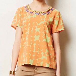 Anthropologie Vineet Bahl Jewel Neckline Blouse
